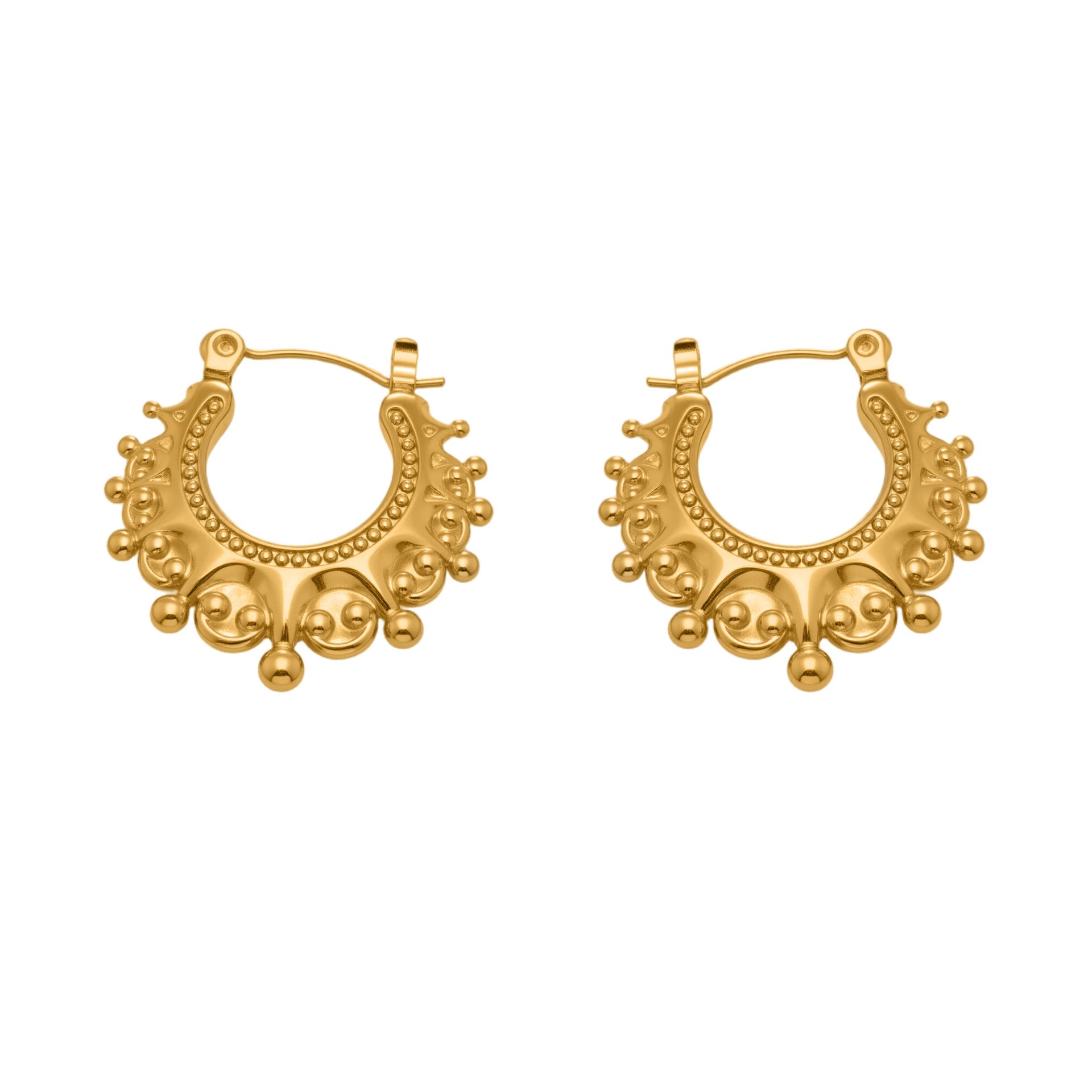 Vintage Gold Crown Earrings  18K Gold Plated  Stainless Steel Chic Women Fashion Jewelry