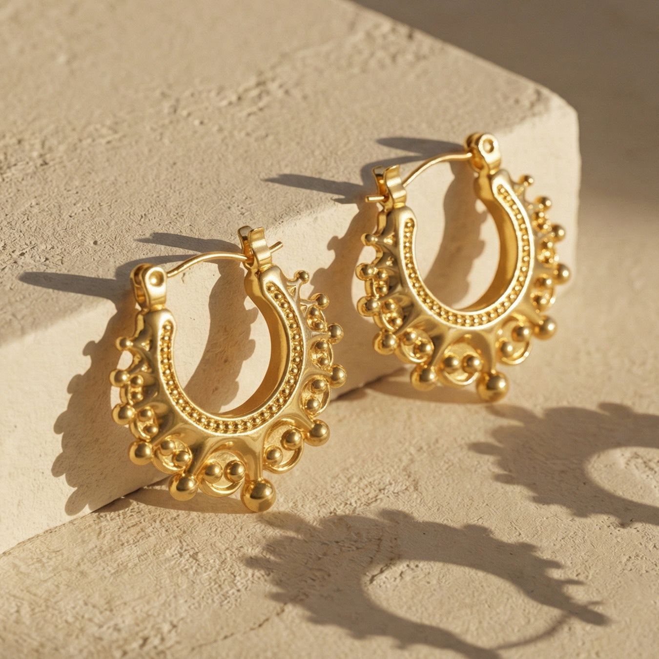 Vintage Gold Crown Earrings  18K Gold Plated  Stainless Steel Chic Women Fashion Jewelry