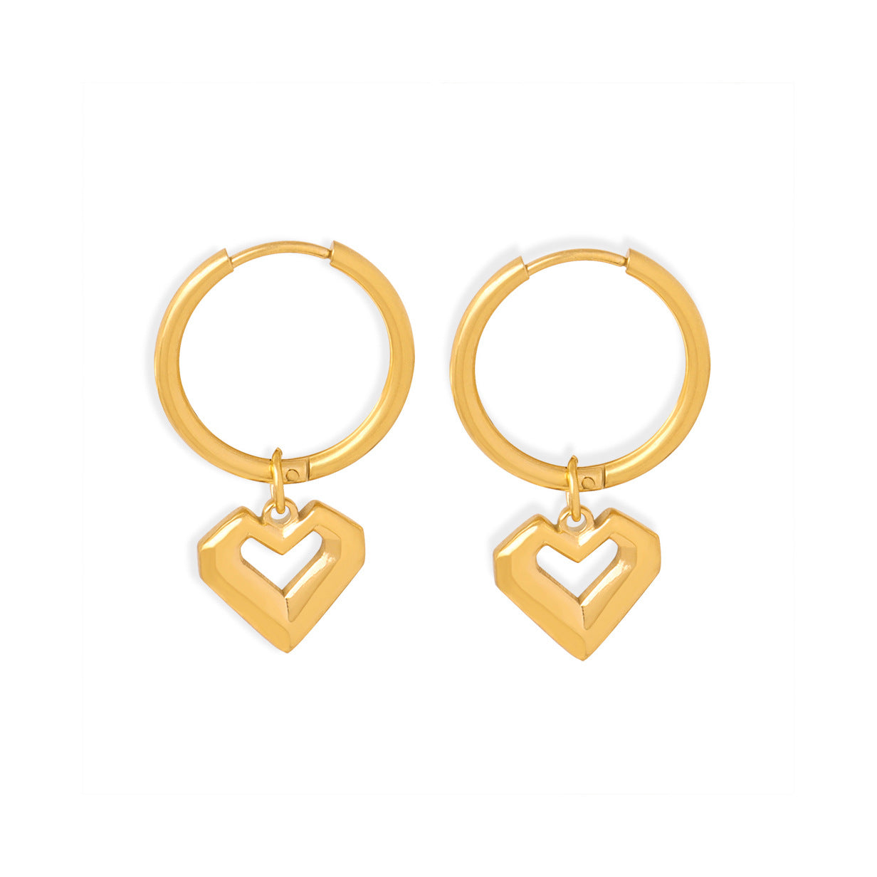 2026 New Wholesale 18k Gold Plated Heart Pendant Earrings Stainless Steel  Fashion Women Gift Box Packaging