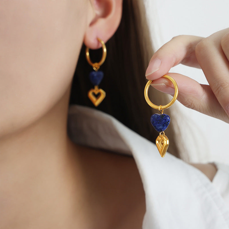 2026 New Wholesale 18k Gold Plated Heart Pendant Earrings Stainless Steel  Fashion Women Gift Box Packaging