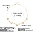 Multi Color Heart Glass Stone Necklace Bracelet Set 18K Gold Plated Stainless Steel Romantic Jewelry Gift