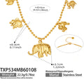 Fashion Elephant Pendant Necklace  Bracelet Stainless Steel Bead Chain Set