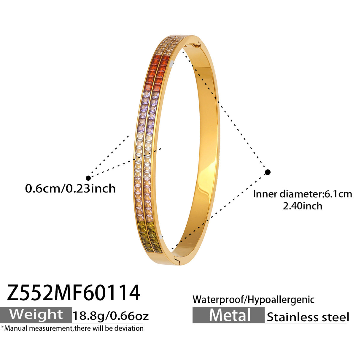 Fashion  Zirconia Daisy Tennis Stainless Steel Flash Shiny Row Diamond Cartilage Cuff Bangle Gift for Her