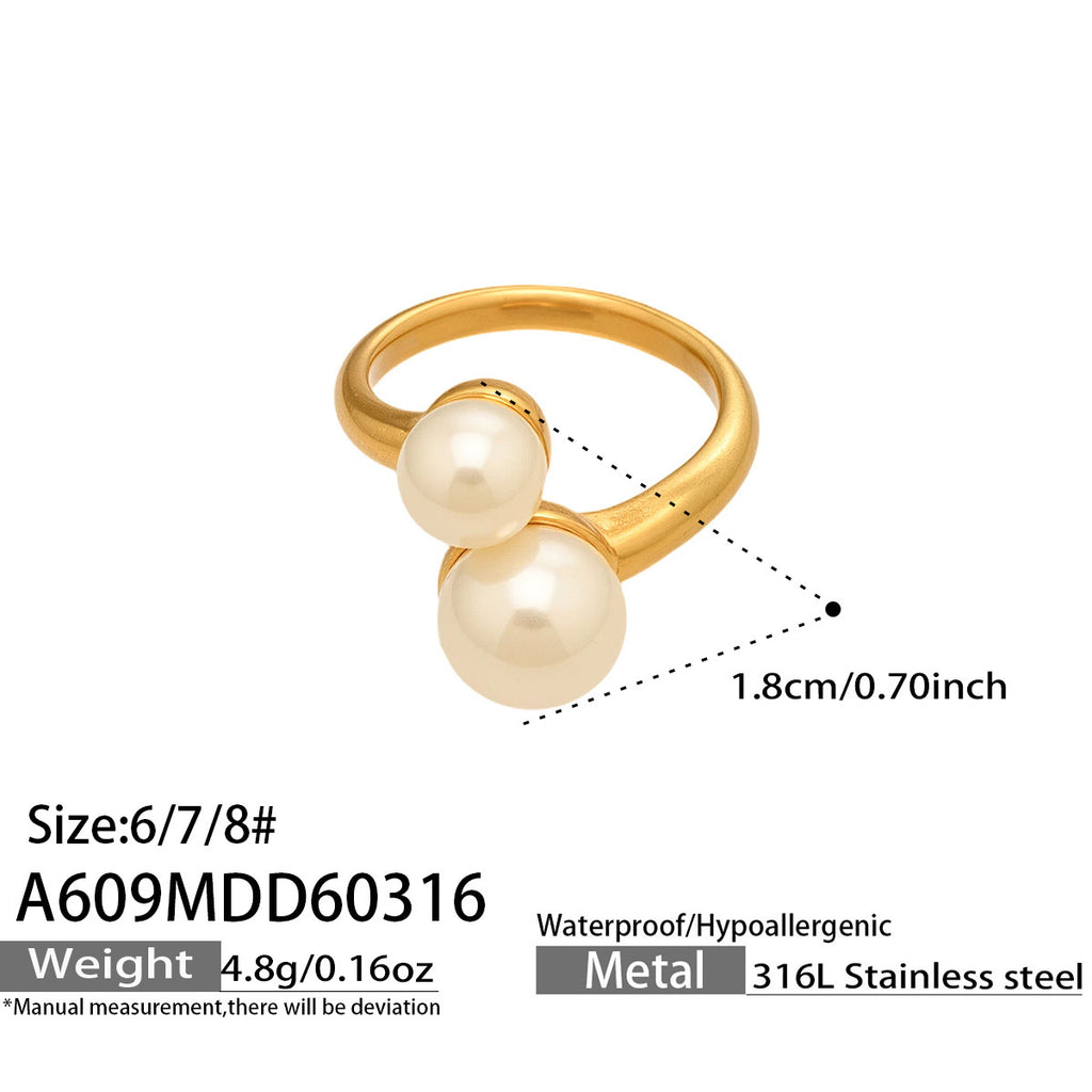 OEM Custom Logo Stainless Steel 18K Gold Blue Cat Eye Stone Enamel Imitation Pearl Jewelry Factory Direct Supply