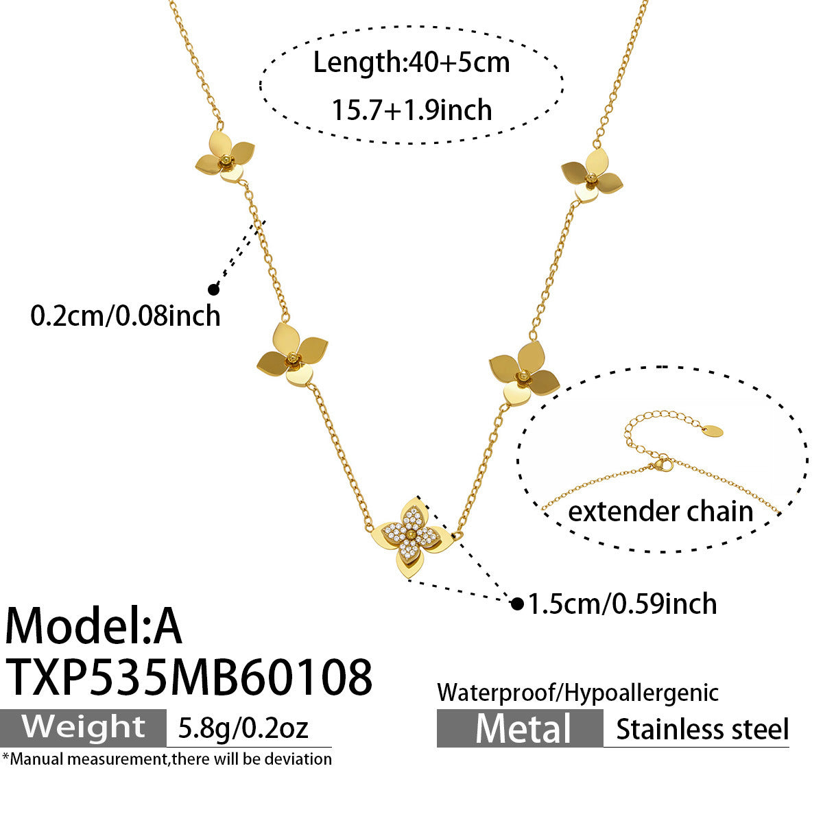 Fashion Stainless Steel 3D FIve Jewelry Set PVD Gold Plated Complete Gift Set