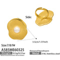 18K Gold Plated Stainless Steel Star Ring with Lotus Petal Design and Cultured Pearl Colorful Gemstone Fashion Wedding Band
