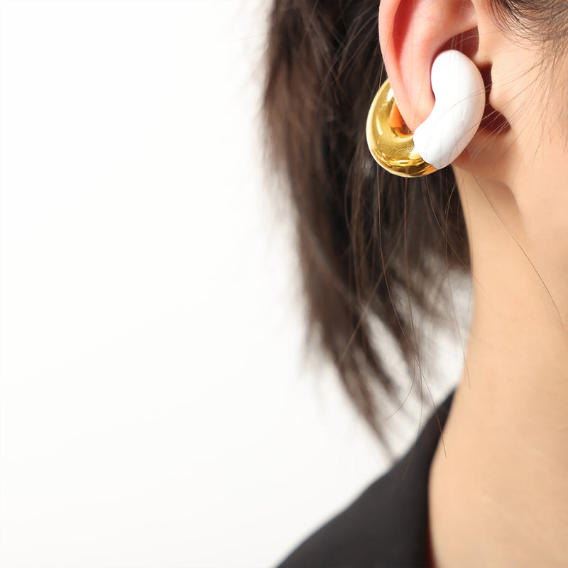 Trendy 316L Stainless Steel 18K Gold Plated U Shaped Enamel Dripping Earrings for Women Daily Wear Anniversary