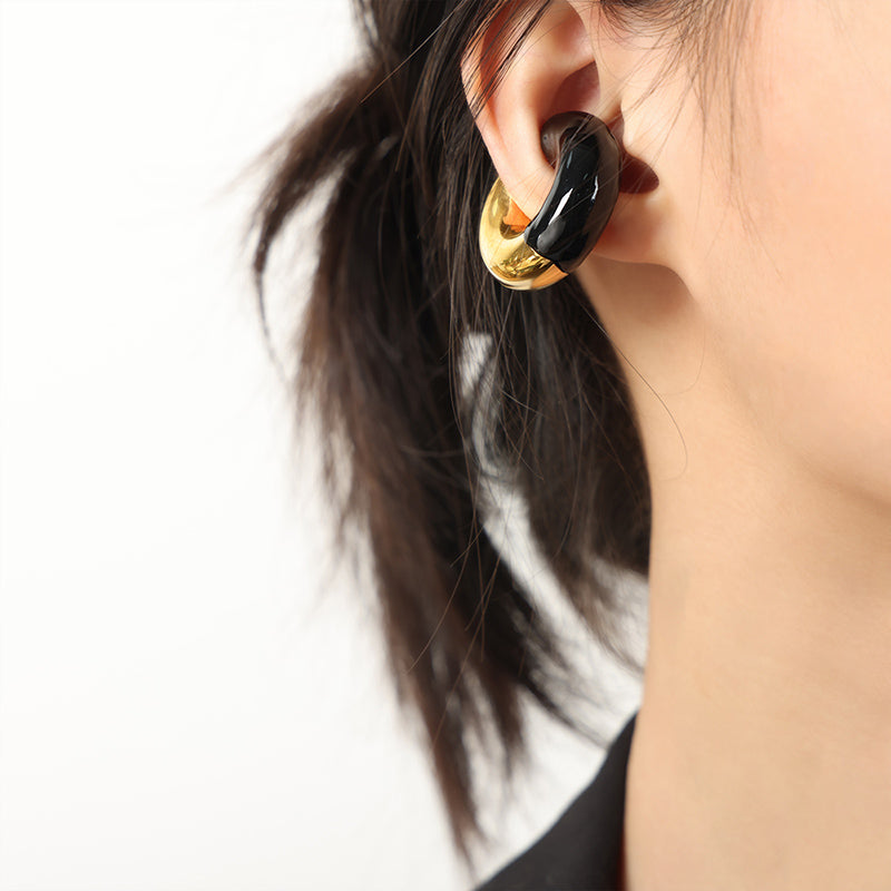 Trendy 316L Stainless Steel 18K Gold Plated U Shaped Enamel Dripping Earrings for Women Daily Wear Anniversary