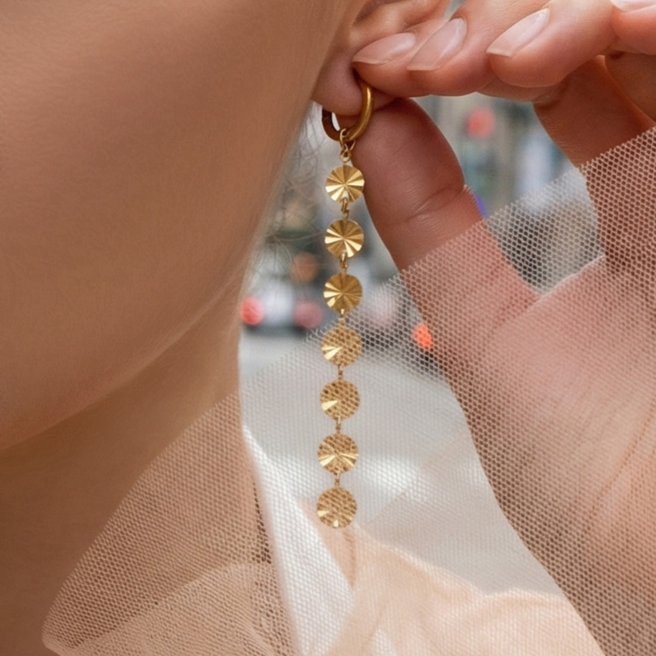 Class 18K Gold Plated Stainless Steel Tassel Earrings for Women Long Chain