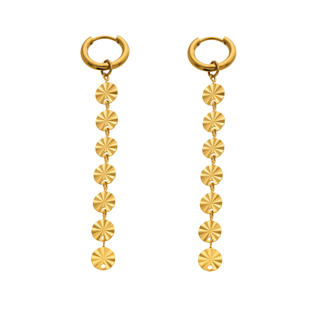 Class 18K Gold Plated Stainless Steel Tassel Earrings for Women Long Chain
