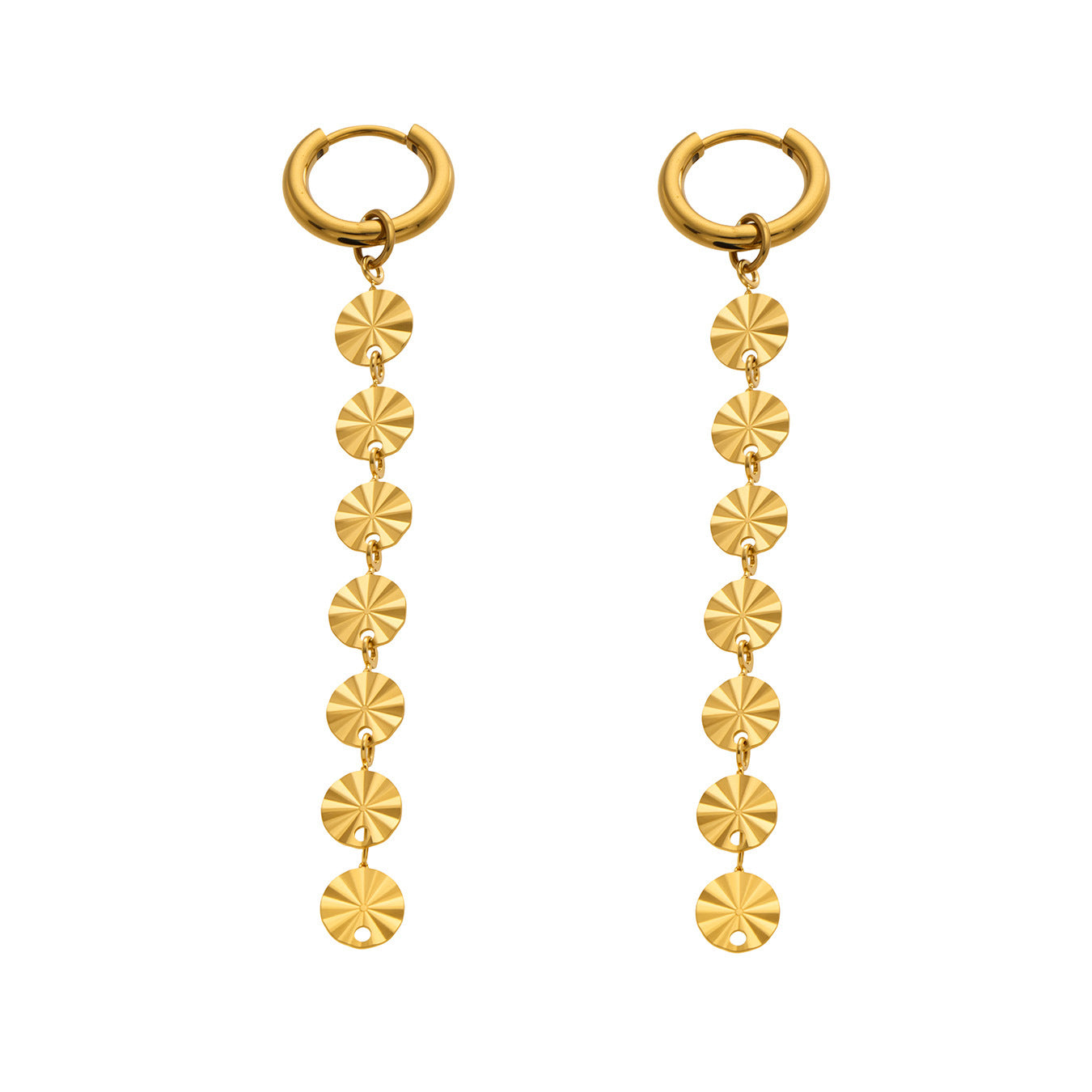 Class 18K Gold Plated Stainless Steel Tassel Earrings for Women Long Chain