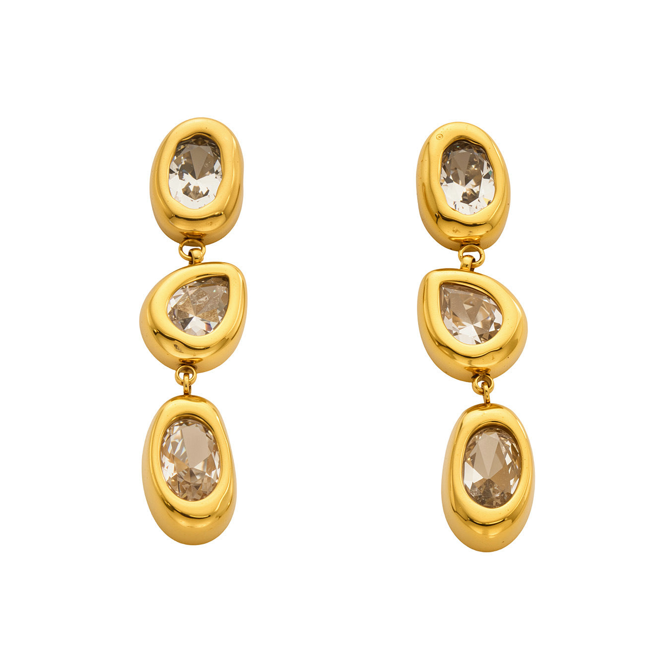 18K Gold Plated Stainless Steel 5A Zircon Earrings French Luxury Long Drop Dangle Earring Jewelry