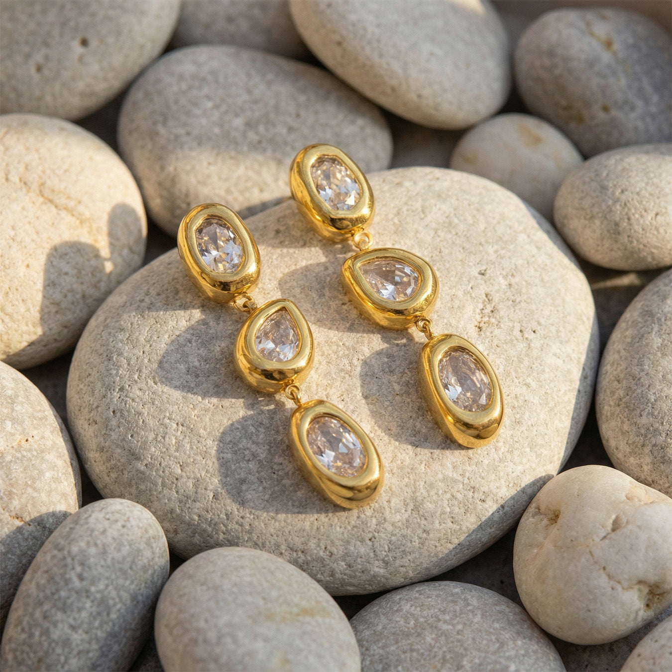 18K Gold Plated Stainless Steel 5A Zircon Earrings French Luxury Long Drop Dangle Earring Jewelry