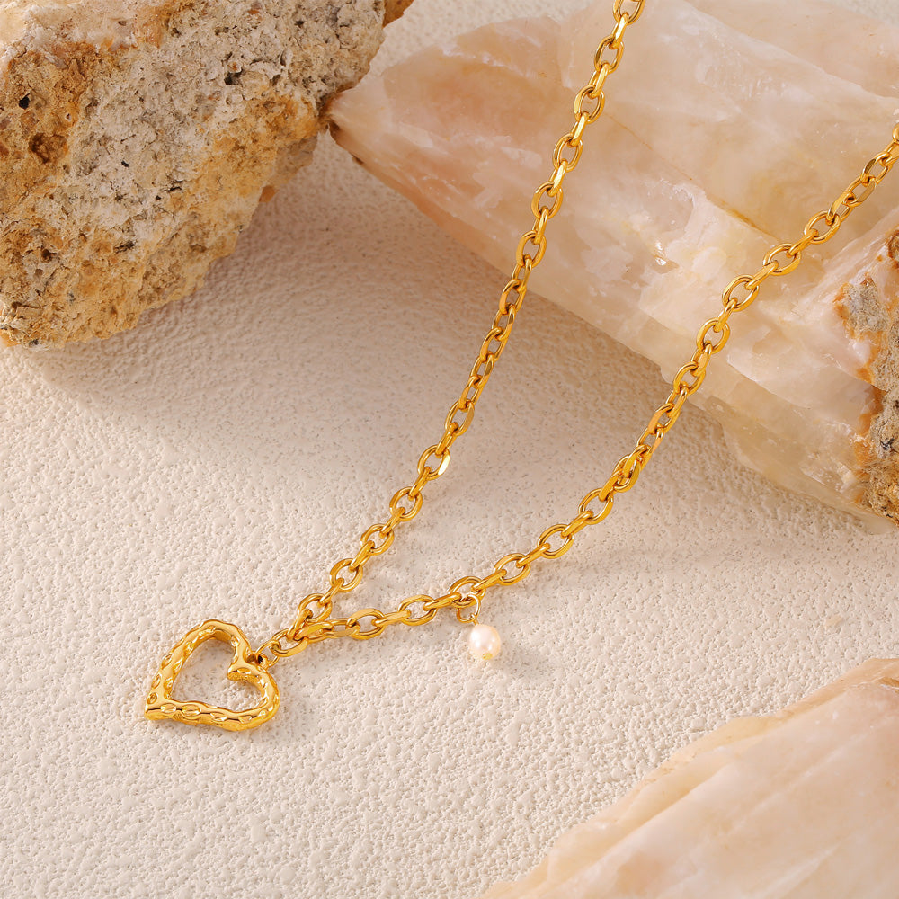 Simple Sweet Wind Personality Jewelry Hollow Design love Rose Pendant Stainless Steel Necklace Valentine's Day