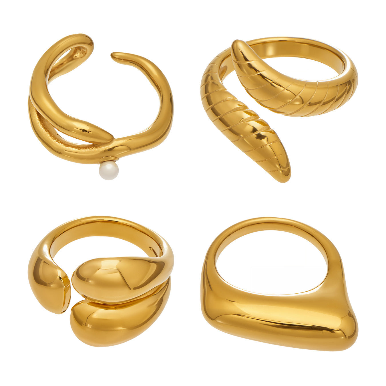Factory Direct High Quality 18K Gold Plated Stainless Steel Snake Ring High End Open Finger Ring for Ladies Custom Logo Support