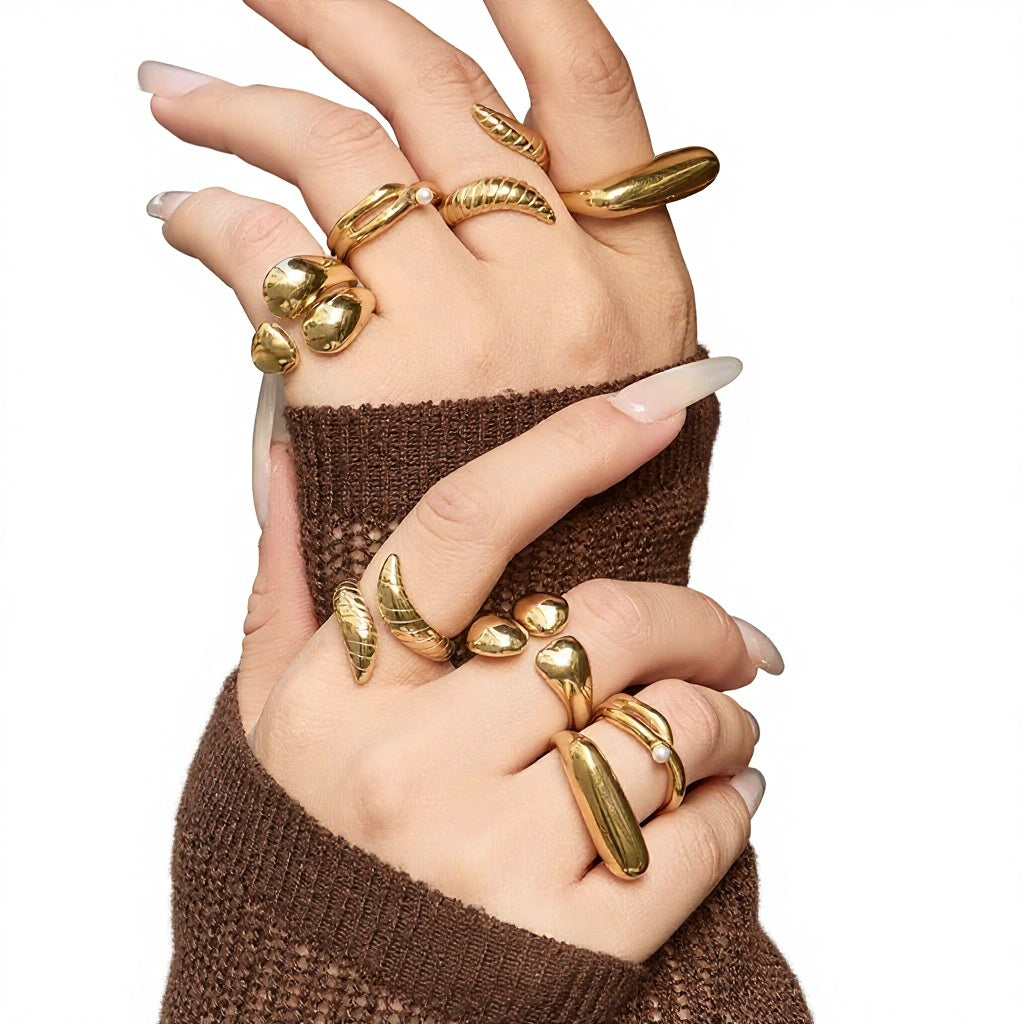 Factory Direct High Quality 18K Gold Plated Stainless Steel Snake Ring High End Open Finger Ring for Ladies Custom Logo Support