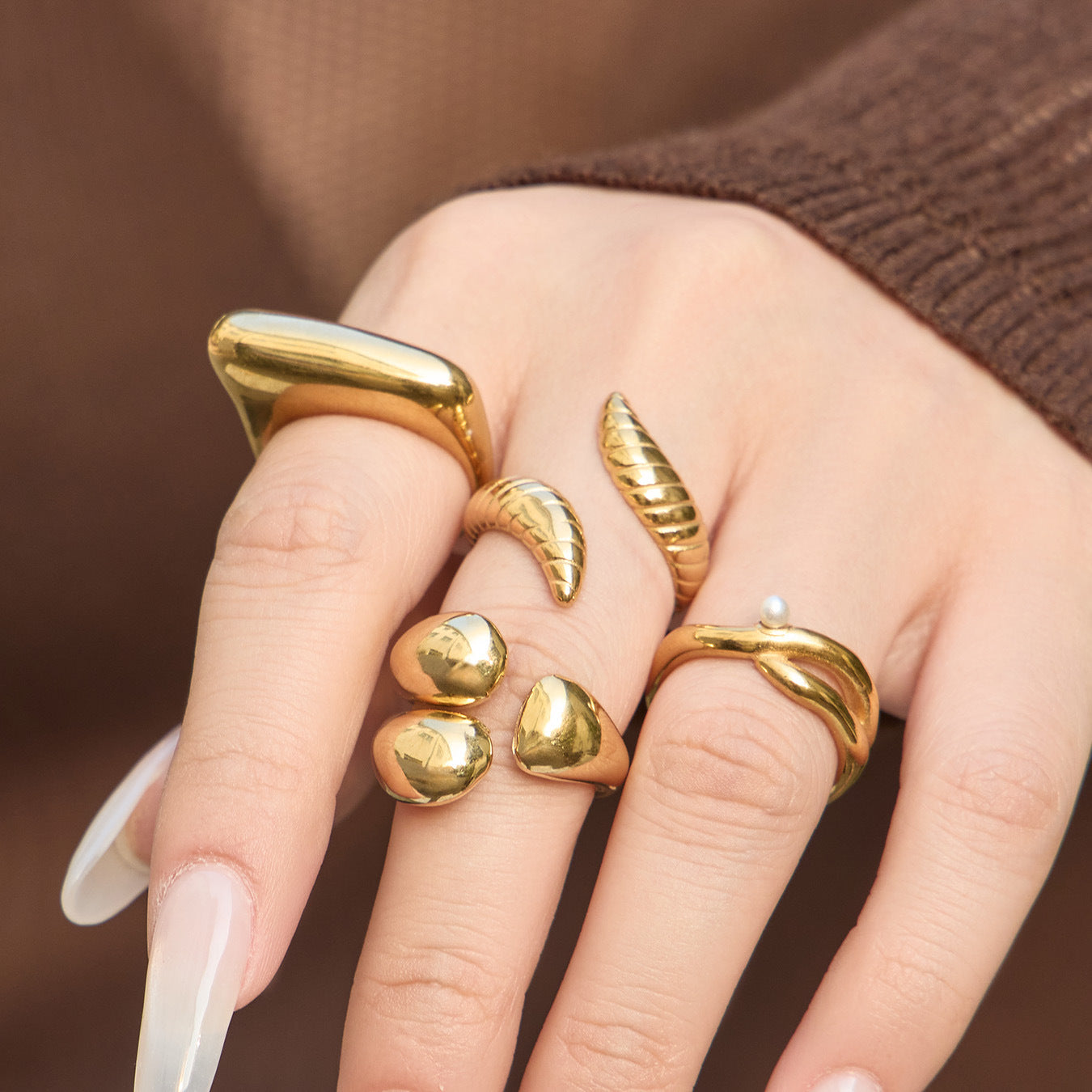Factory Direct High Quality 18K Gold Plated Stainless Steel Snake Ring High End Open Finger Ring for Ladies Custom Logo Support