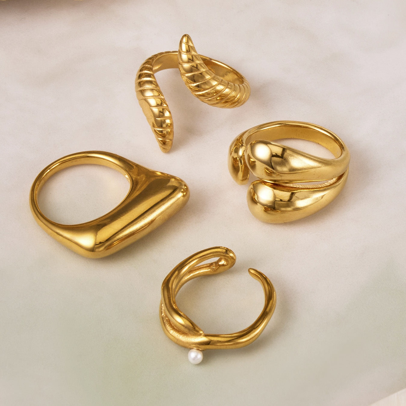 Factory Direct High Quality 18K Gold Plated Stainless Steel Snake Ring High End Open Finger Ring for Ladies Custom Logo Support
