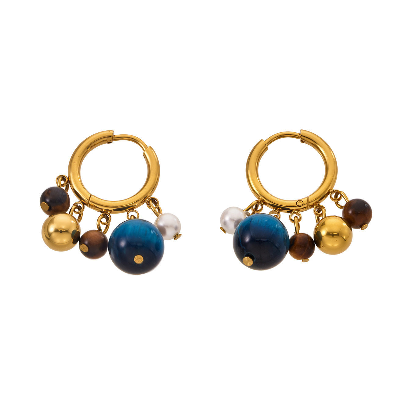 Factory Direct Custom Logo 2026 New Trendy Stainless Steel Earrings  Natural Stone 18K Gold Plated Colorful Tassel Earring