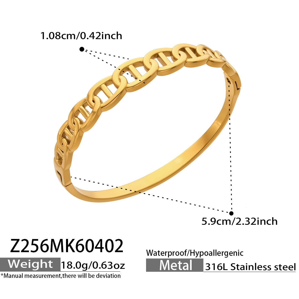 2026 New 18K Gold Stainless Steel 5A Cubic Zirconia Pig Nose Chain  for Women Fashion Luxury Hip Hop Bangle
