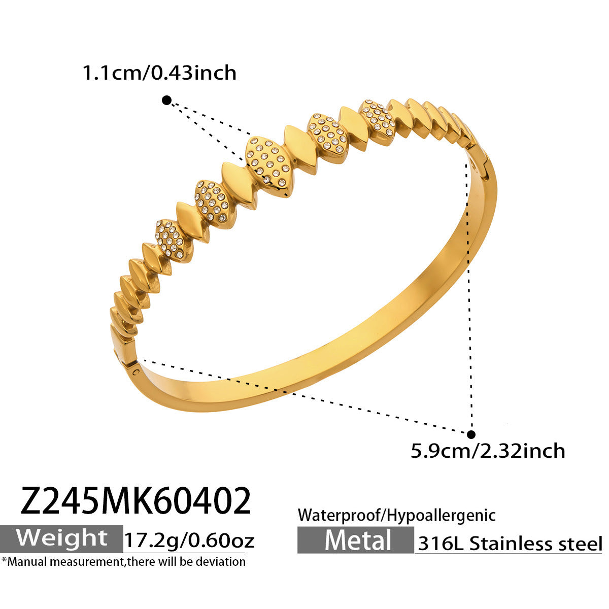 2026 New 18K Gold Stainless Steel 5A Cubic Zirconia Pig Nose Chain  for Women Fashion Luxury Hip Hop Bangle