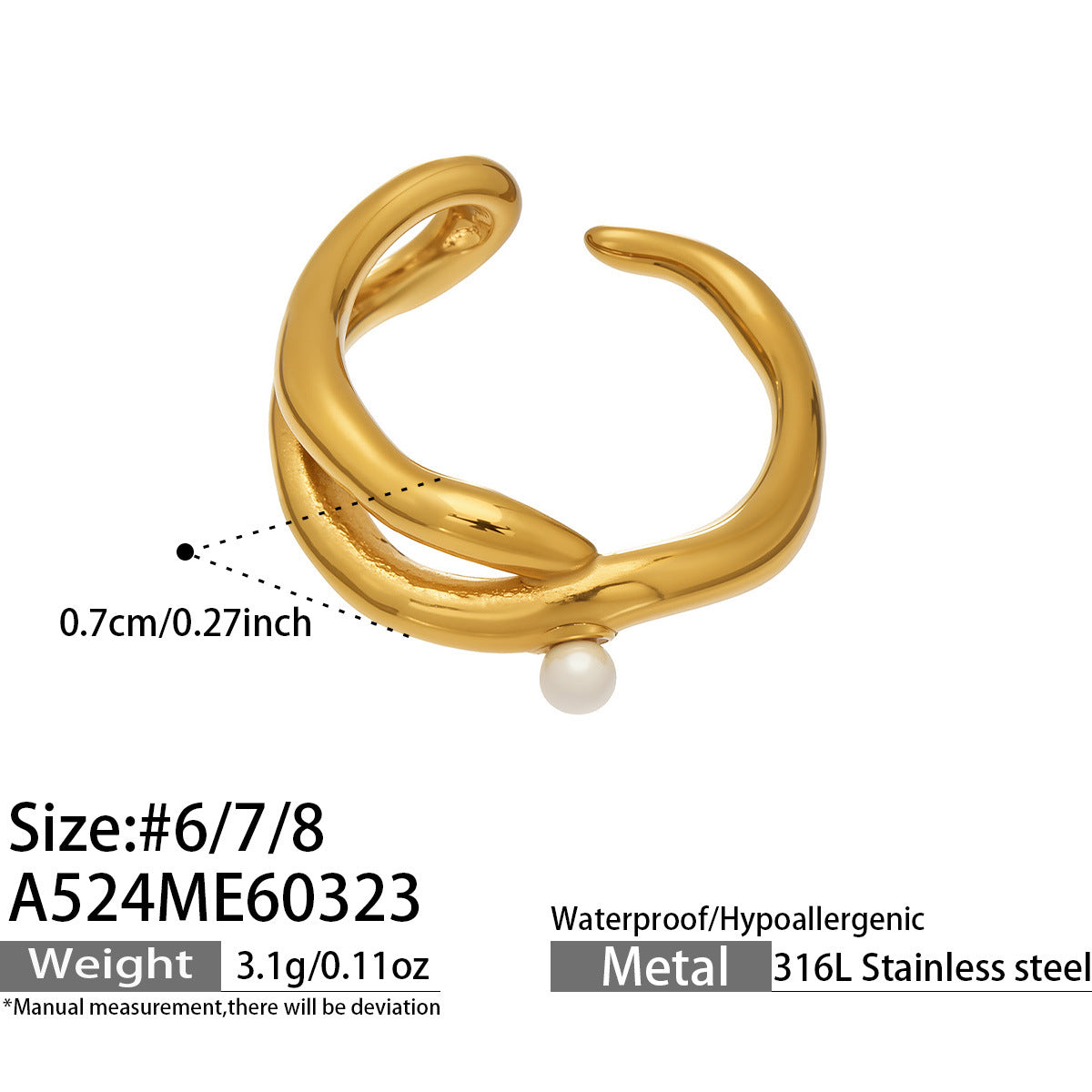 Factory Direct High Quality 18K Gold Plated Stainless Steel Snake Ring High End Open Finger Ring for Ladies Custom Logo Support