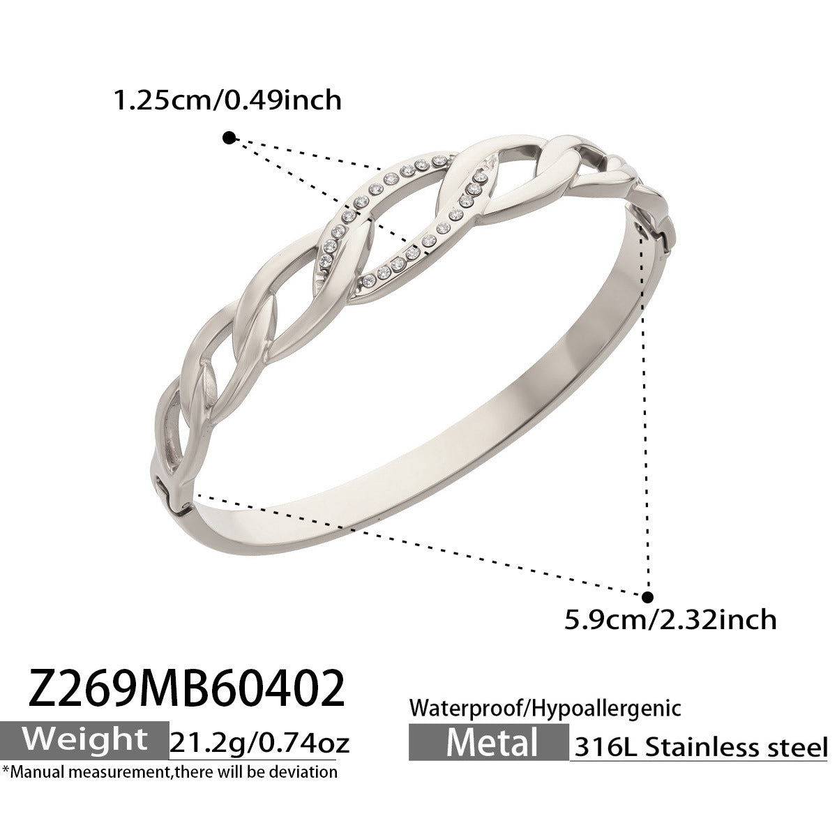 2026 New 18K Gold Stainless Steel 5A Cubic Zirconia Pig Nose Chain  for Women Fashion Luxury Hip Hop Bangle