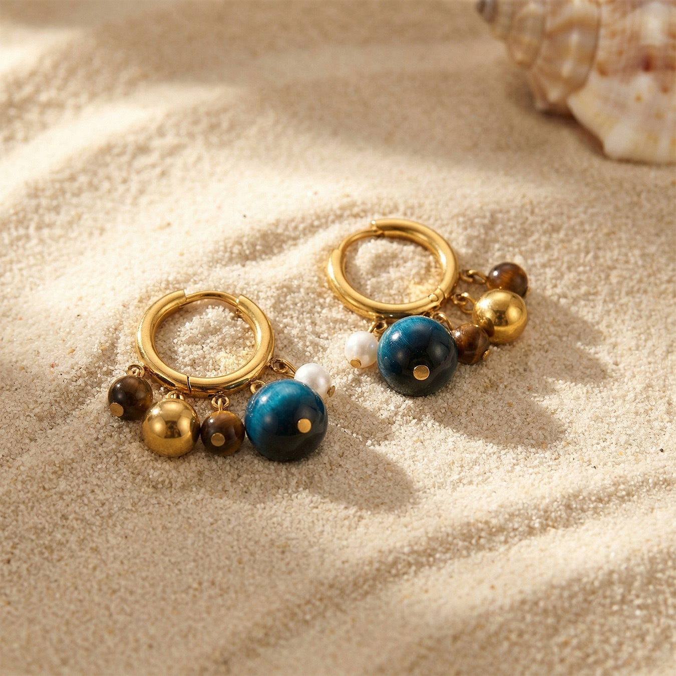 Factory Direct Custom Logo 2026 New Trendy Stainless Steel Earrings  Natural Stone 18K Gold Plated Colorful Tassel Earring