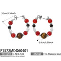 New Classic Tiger Eye Pearl Hoop Earrings  18K Gold Stainless Steel Vintage Retro for Women