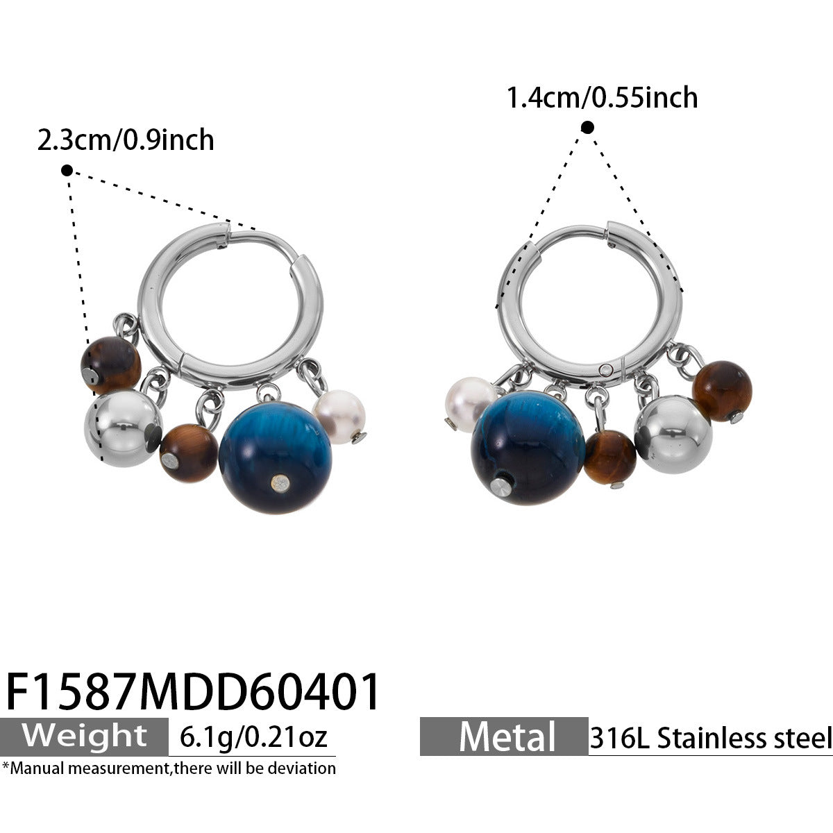 Factory Direct Custom Logo 2026 New Trendy Stainless Steel Earrings  Natural Stone 18K Gold Plated Colorful Tassel Earring