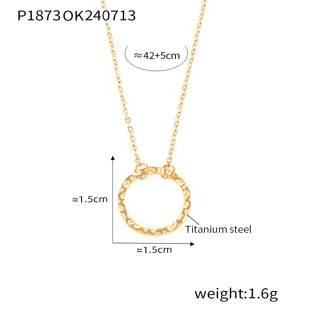 Simple Geometric Elements Ring Pendant Y Tassel Necklace Can Be Folded Cold Wind Titanium Steel Gold Plated Necklace