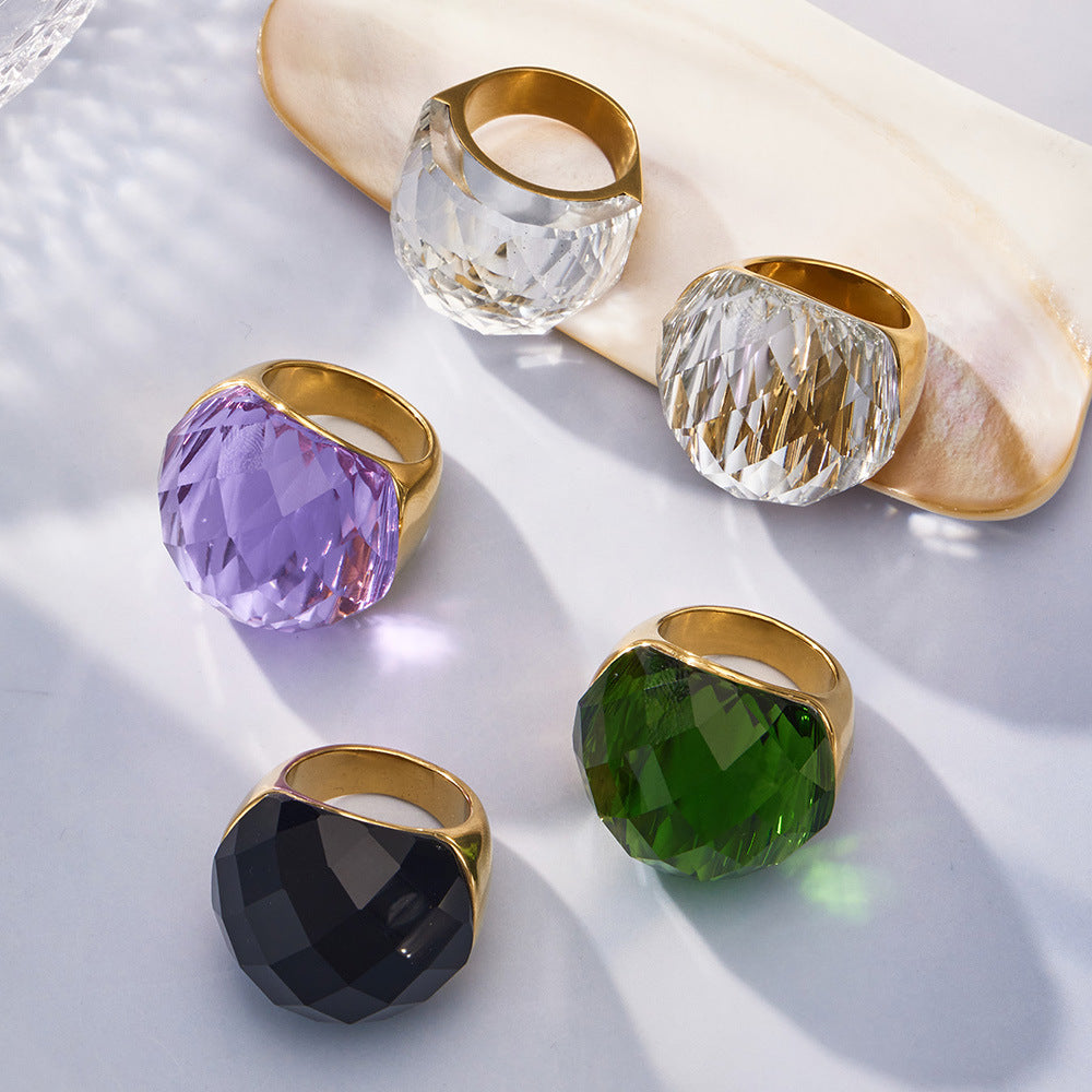 2026 Trending INS Style 18K Gold Plated Stainless Steel Ring for Women Geometric Round Cut Edge Fashion Jewelry