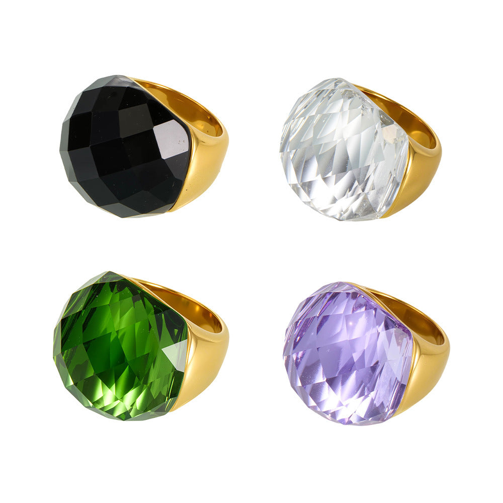 2026 Trending INS Style 18K Gold Plated Stainless Steel Ring for Women Geometric Round Cut Edge Fashion Jewelry