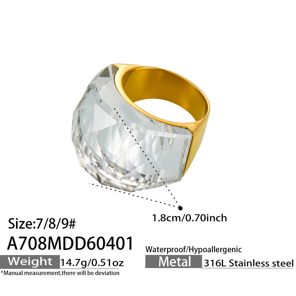 2026 Trending INS Style 18K Gold Plated Stainless Steel Ring for Women Geometric Round Cut Edge Fashion Jewelry