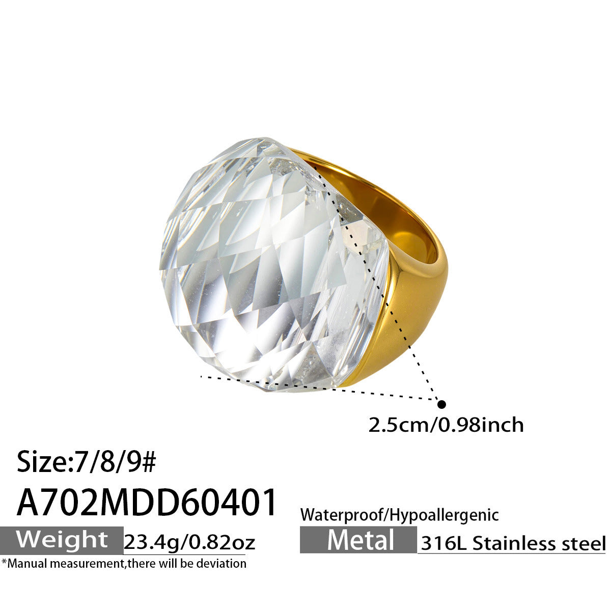 2026 Trending INS Style 18K Gold Plated Stainless Steel Ring for Women Geometric Round Cut Edge Fashion Jewelry