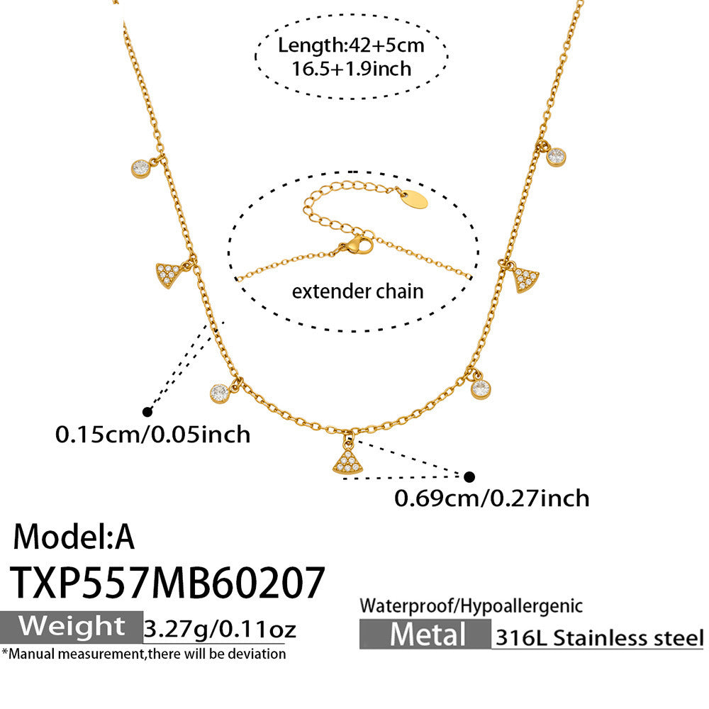 Luxury Shiny Zircon Star of David Y Choker Necklace Set Waterproof Stainless Steel Layered Jewelry Set Wholesale