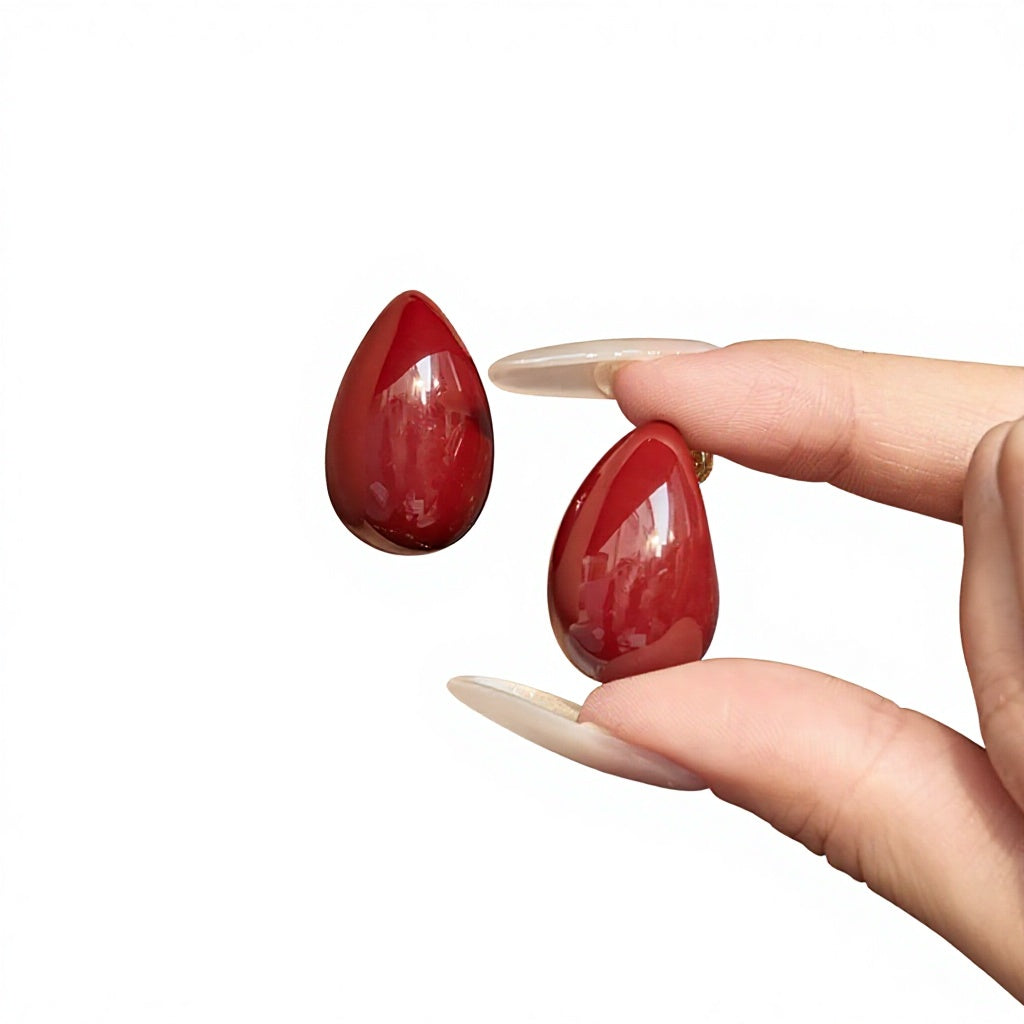 2026 Trending Red Enamel Teardrop Earrings for Women  Dopamong Colorful Copper Jewelry