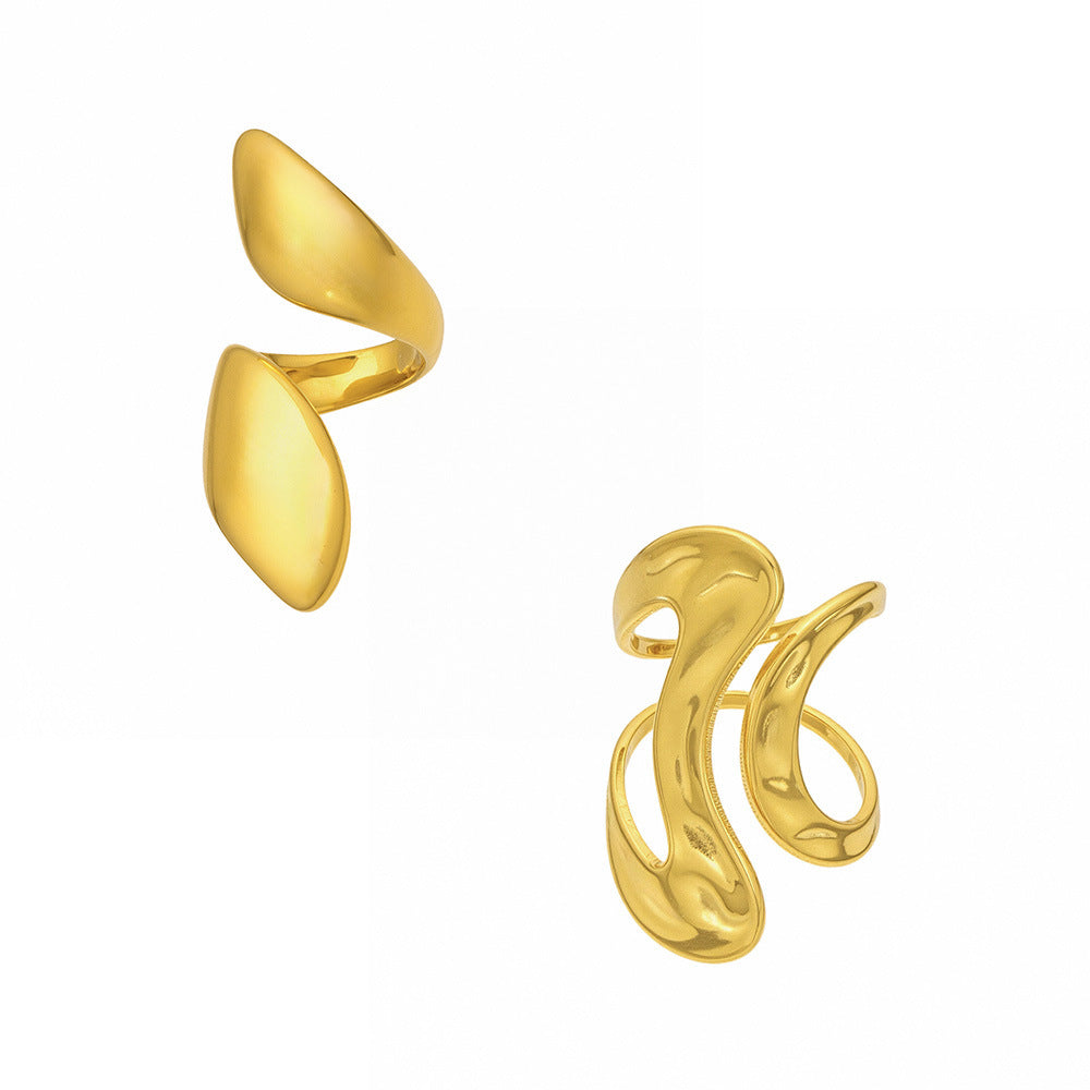 Custom LOGO 18K Gold Plated Stainless Steel Ring for Women  Fashion Heavy Weight Statement