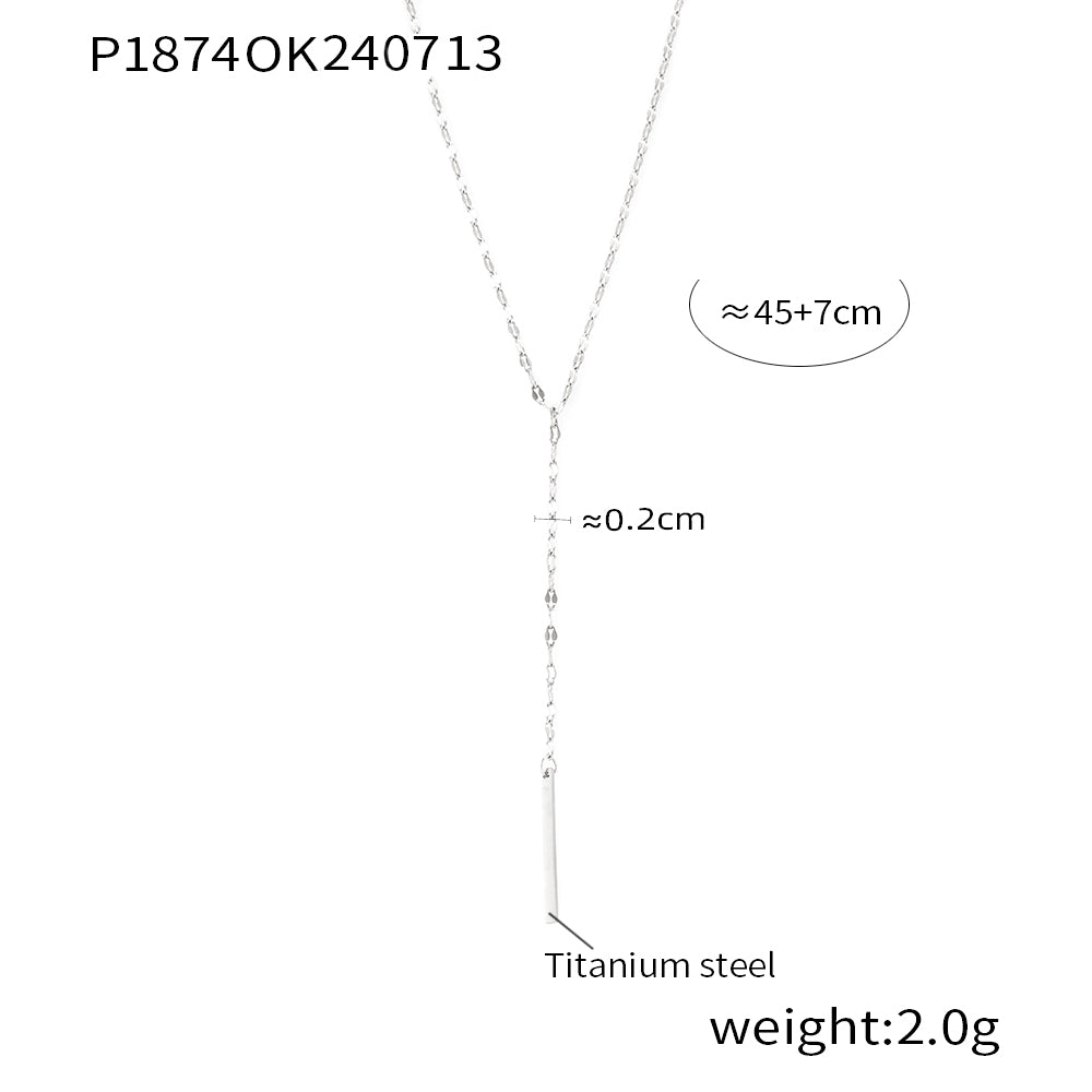 Simple Geometric Elements Ring Pendant Y Tassel Necklace Can Be Folded Cold Wind Titanium Steel Gold Plated Necklace