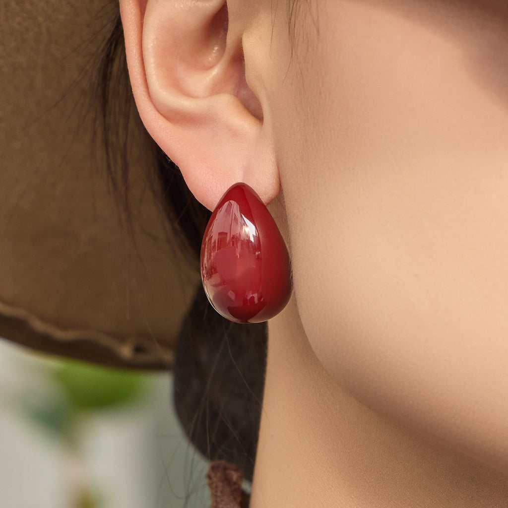 2026 Trending Red Enamel Teardrop Earrings for Women  Dopamong Colorful Copper Jewelry