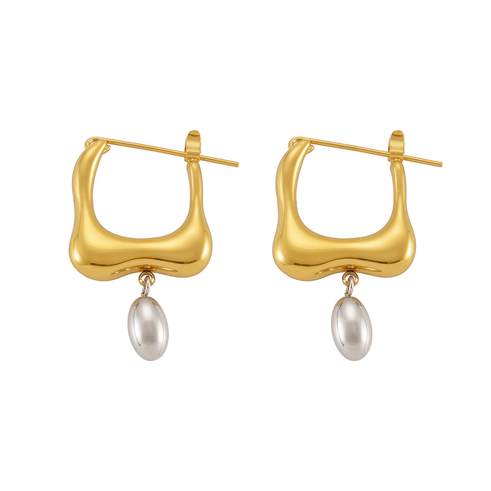 Fashion Stainless Steel Geometric Earrings Color Blocking Modern Abstract Design Hypoallergenic