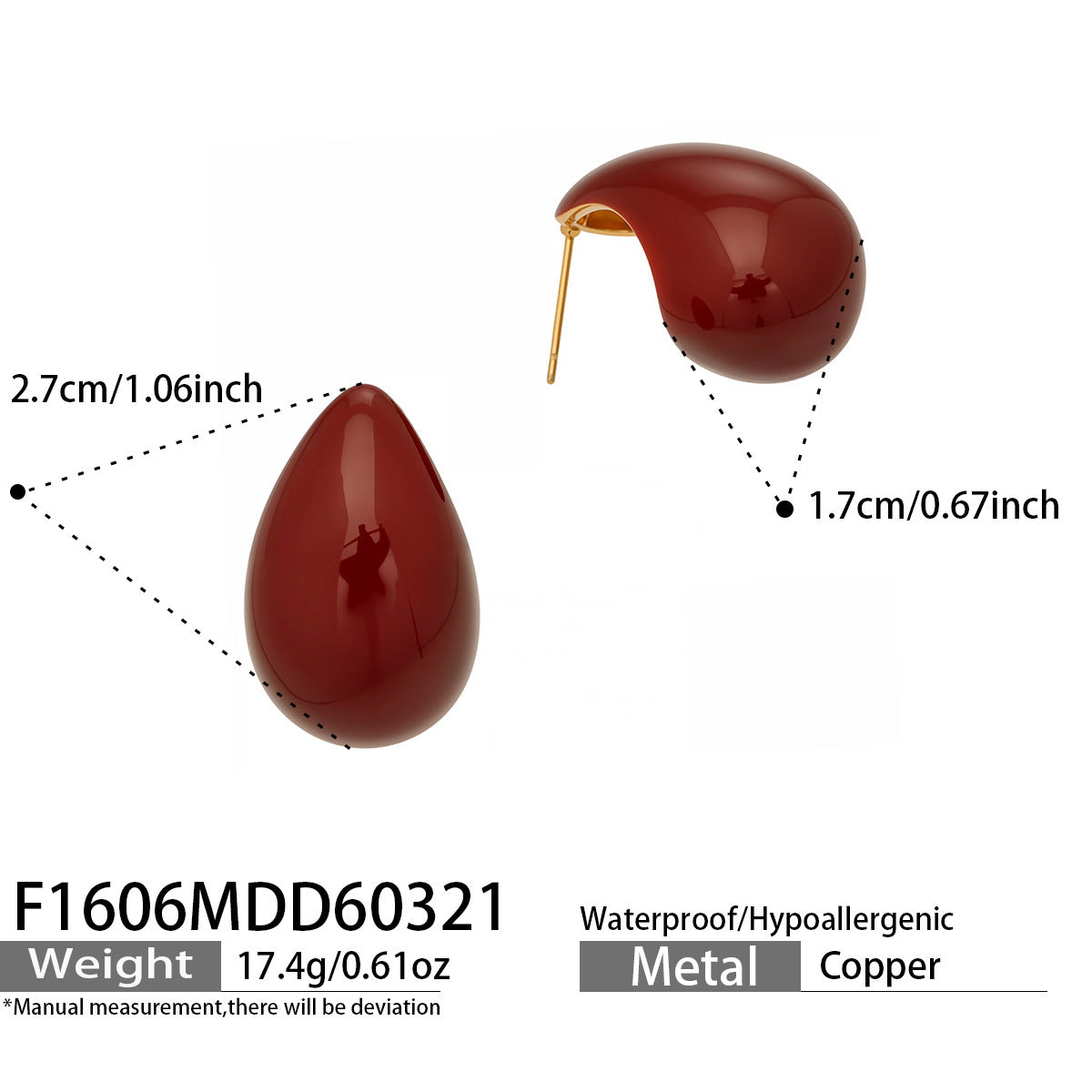 2026 Trending Red Enamel Teardrop Earrings for Women  Dopamong Colorful Copper Jewelry