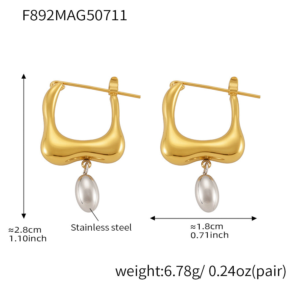 Fashion Stainless Steel Geometric Earrings Color Blocking Modern Abstract Design Hypoallergenic