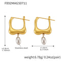 Fashion Stainless Steel Geometric Earrings Color Blocking Modern Abstract Design Hypoallergenic
