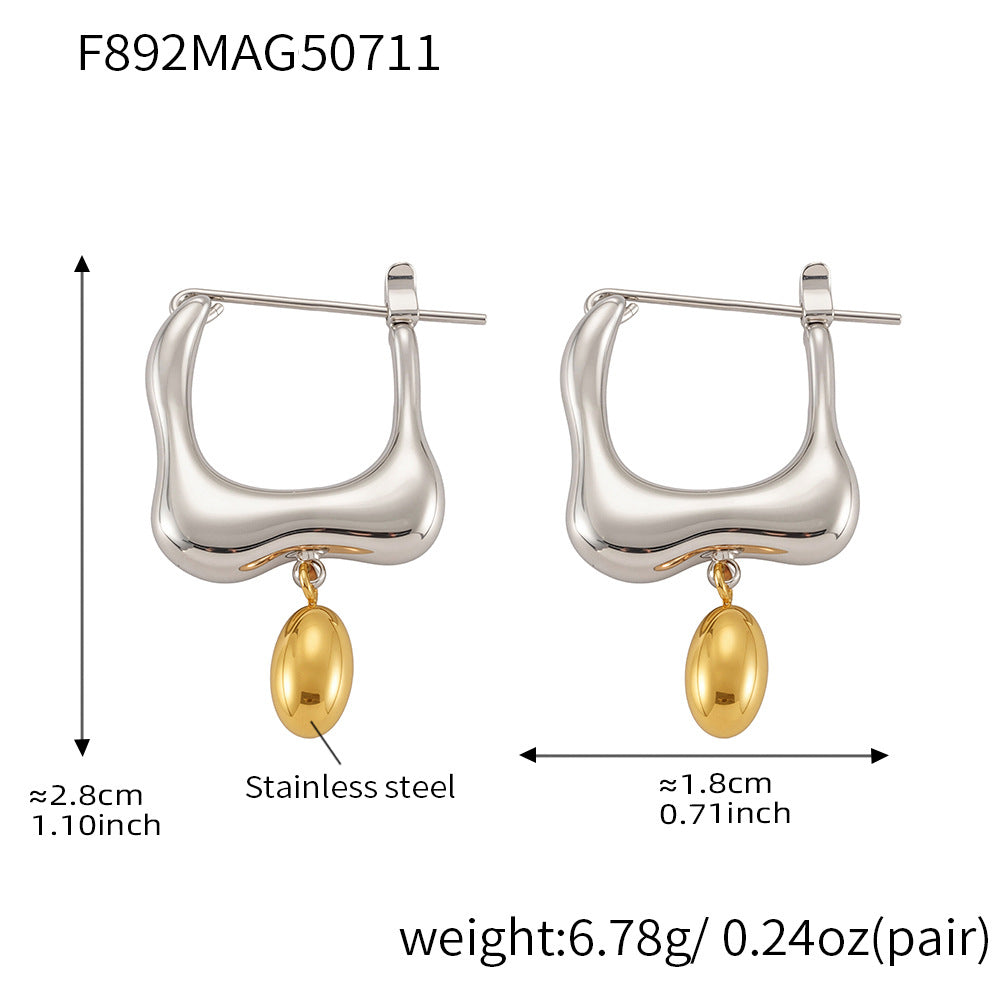 Fashion Stainless Steel Geometric Earrings Color Blocking Modern Abstract Design Hypoallergenic