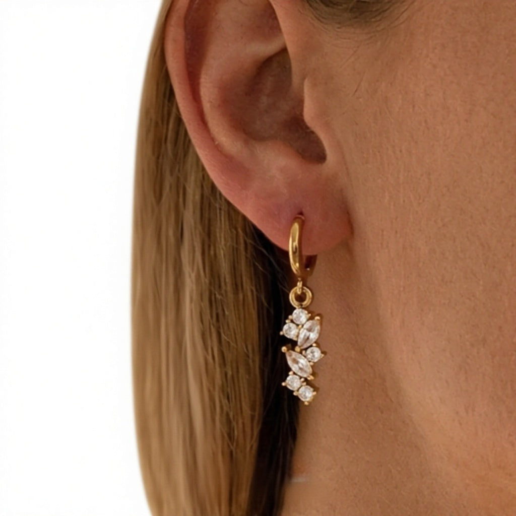 Fashion Luxury Stainless Steel 5A Cubic Zirconia Earrings for Women Designer Trendy Hypoallergenic Jewelry Accessories Wholesale