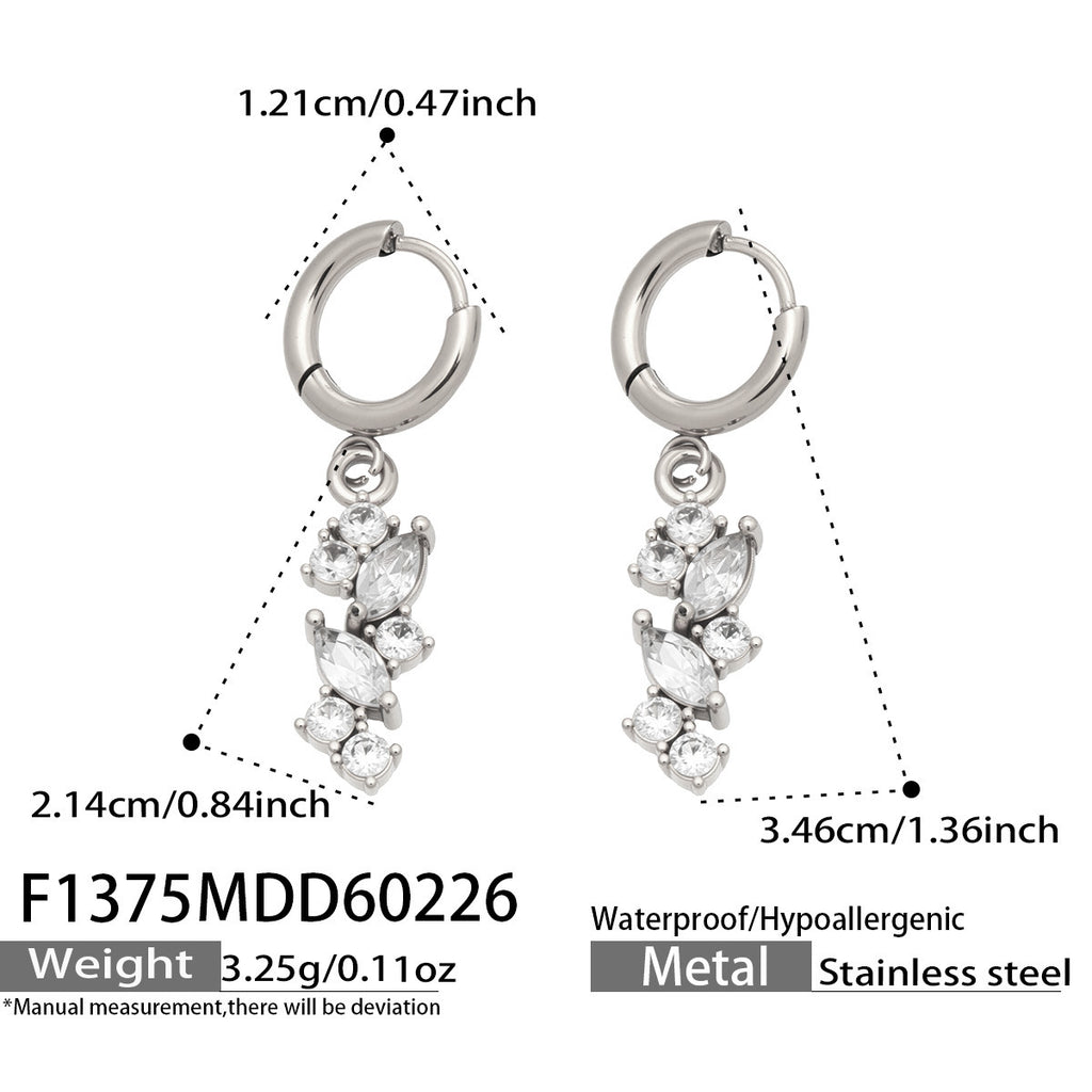 Fashion Luxury Stainless Steel 5A Cubic Zirconia Earrings for Women Designer Trendy Hypoallergenic Jewelry Accessories Wholesale