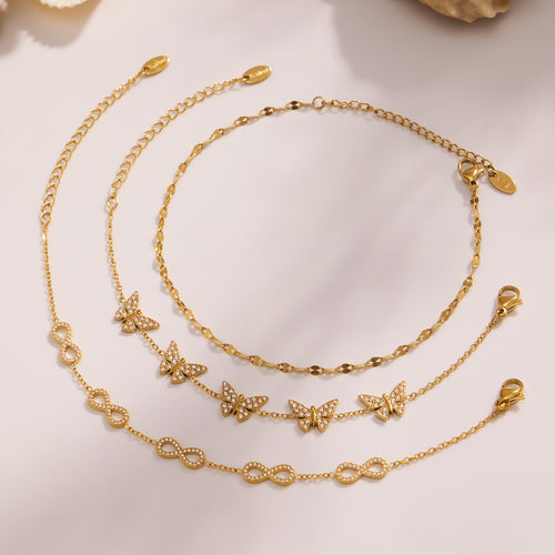 2026 New Light Luxury Stainless Steel Butterfly Bracelet for Women  Gold Plated Eternity  Link 8 Chain