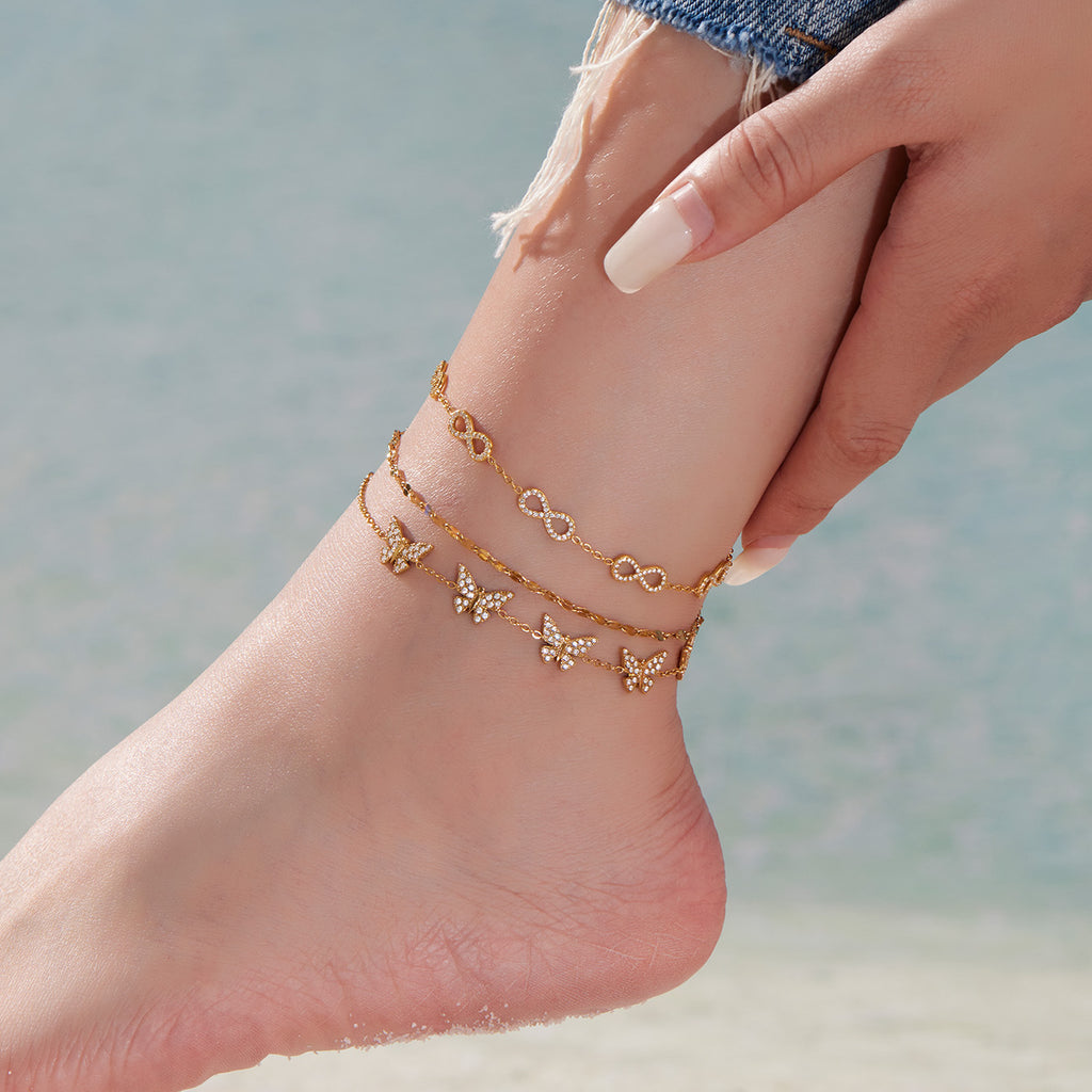 2026 New Light Luxury Stainless Steel Butterfly Bracelet for Women  Gold Plated Eternity  Link 8 Chain