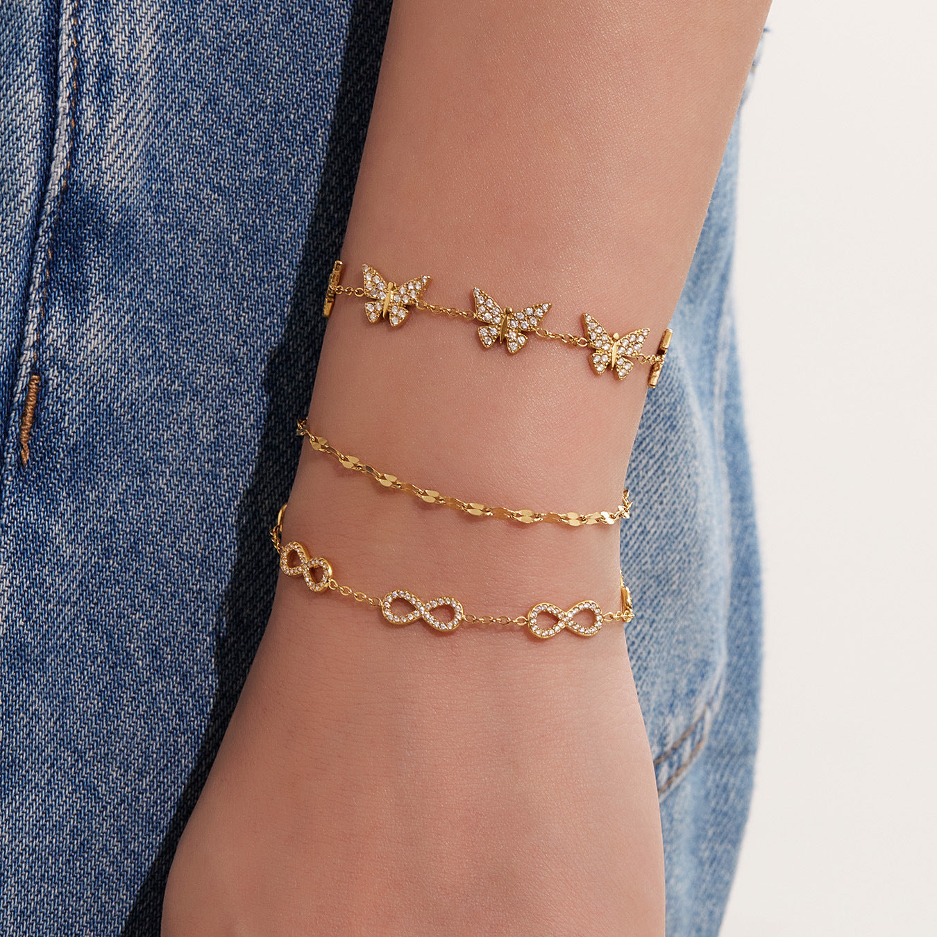 2026 New Light Luxury Stainless Steel Butterfly Bracelet for Women  Gold Plated Eternity  Link 8 Chain